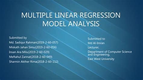 Multiple Linear Regression Model Analysis Pptx