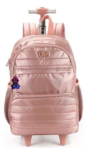 Mochila Up4you Juvenil De Rodinha Rosé Luxcel MercadoLibre