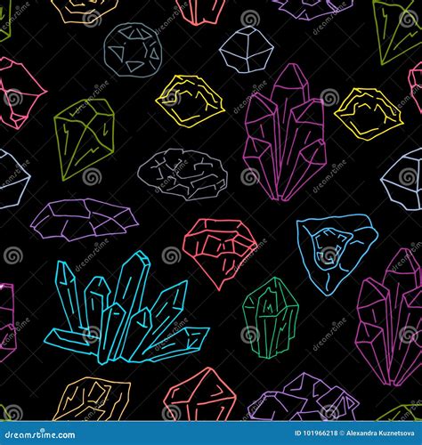 Gems Pattern On Dark Stock Illustration Illustration Of Gemstone