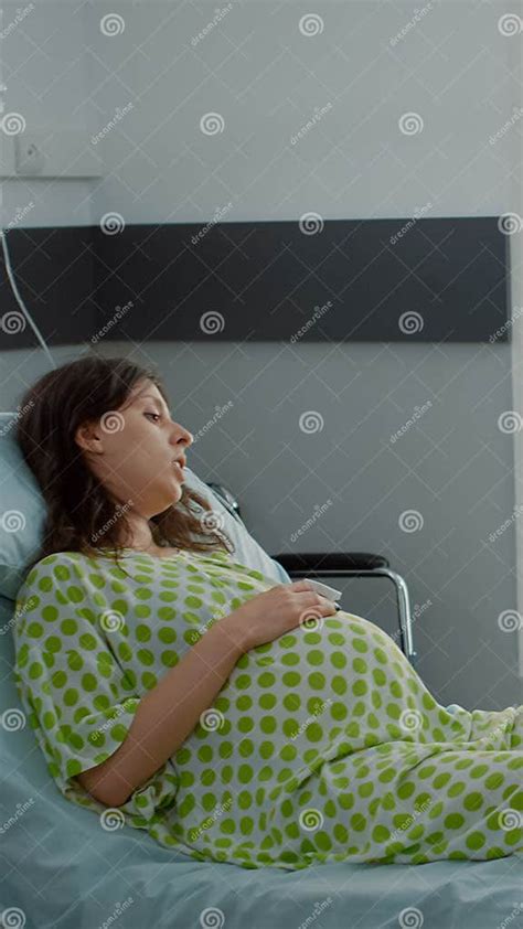 Young Pregnant Woman Laying In Hospital Ward Bed Stock Image Image Of