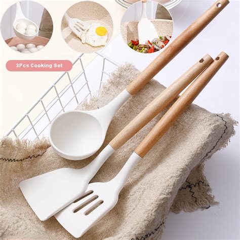 Jual Spatula Silikon Anti Panas Sutil Food Grade Gagang Kayu Anti