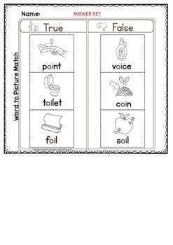 Oi Oy Cut And Paste Worksheets Vowel Diphthong True Or False Printables