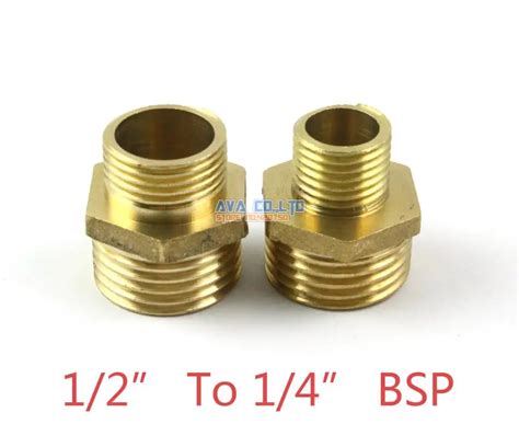 10 Pieces Brass Male 12 To 14 Bsp Pipe Hex Reducing Nipple Fitting Fuel Air Gas Water Hose