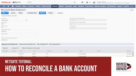 Netsuite Tutorial How To Reconcile A Bank Account Youtube