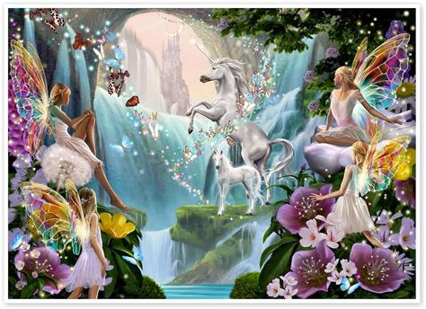 Feen Und Einh Rner Am Wasserfall Poster Von Garry Walton X Cm