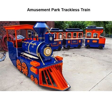 Orange And Blue Iron Amusement Park Trackless Train Capacity 18