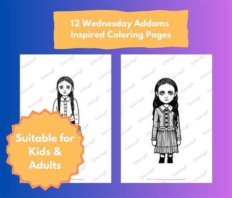 Wednesday Addams Inspired Coloring Pages Printable Wednesday Addams