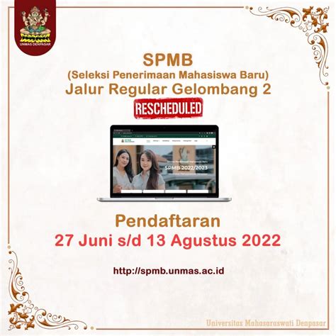 Universitas Mahasaraswati Denpasar Pendaftaran Jalur Regular Gelombang Ii