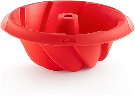 Lékué Molde repostería Savarín Espiral silicona platino Rojo 20 cm