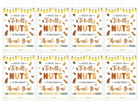 PDF We'd Be Totally Nuts If We Didn't Thank You Tags, Printable Nut Fa
