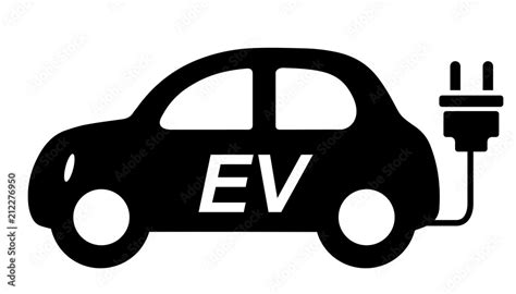 Cute car icon · illustration, EV electric car, black, vector data Stock ...