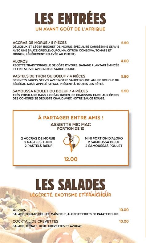 Afrik N Fusion Paris Menu Et Photos