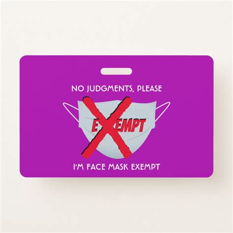 Pink Face Mask Exempt Badge Zazzle