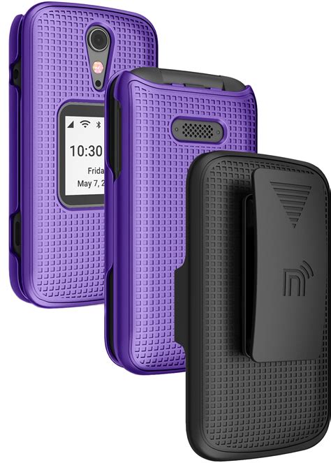 Case With Clip For Jitterbug Flip2 Nakedcellphone Grid Texture Hard