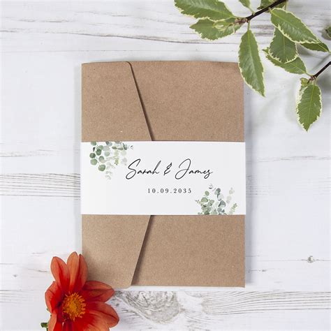 Pocketfold Wedding Invitations Classic Eucalyptus Ce