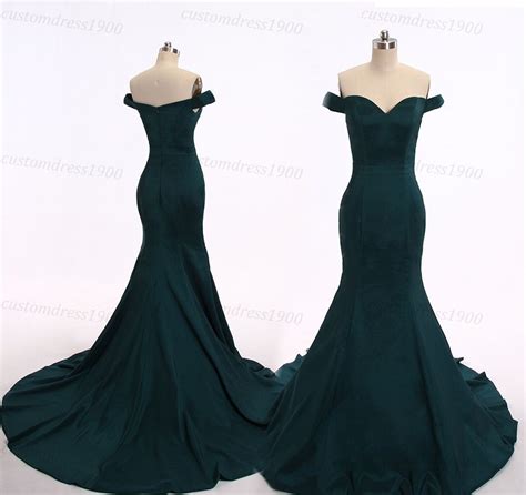 Satin Mermaid Prom Dress Hunter Green Long By Customdress1900