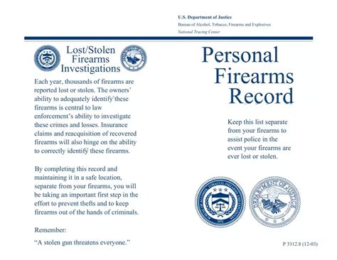 Form Personal Firearms Record Fill Out Printable Pdf Forms Online