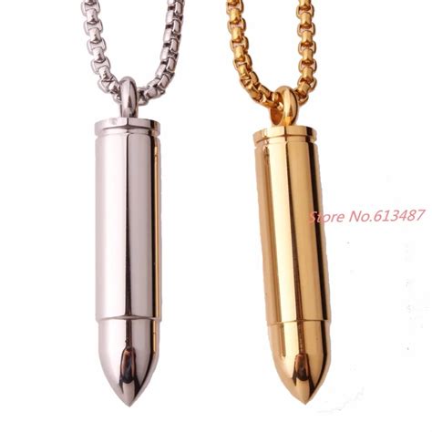 New Arrival Silver Gold Bullet Necklace Stainless Steel Engraved Army ...