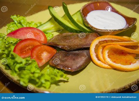 Delicacy Beef Tongue With Fresh Vegetables Stock Photo Image Of