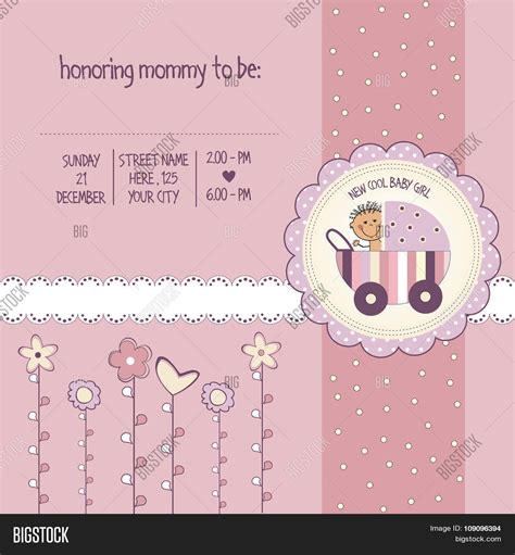 Baby Girl Shower Card Vector & Photo (Free Trial) | Bigstock