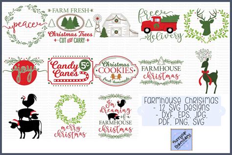 Farmhouse Christmas 13 Svg Clipart Printables 378995 Cut Files