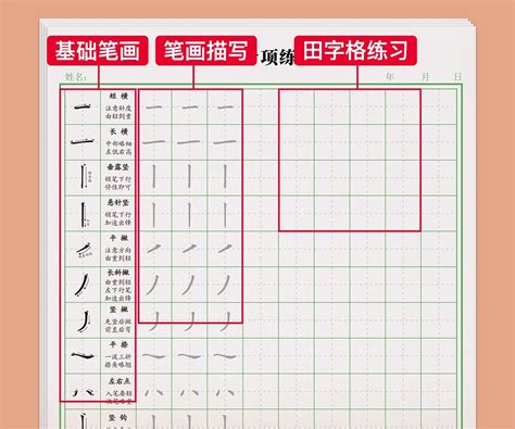 笔画顺序表图田字格 图库 五毛网