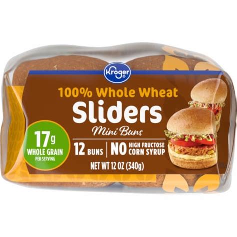 Kroger 100 Whole Wheat Slider Sandwich Buns 12 Ct 12 Oz Ralphs