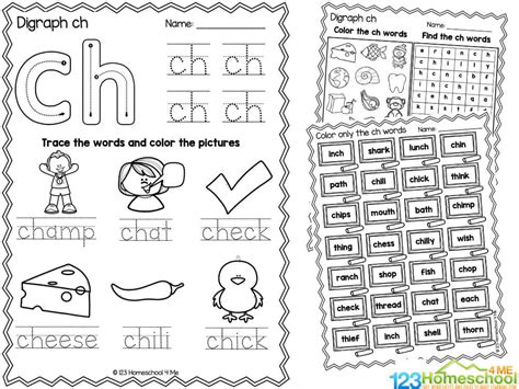 FREE Printable CH Sound Words Worksheets