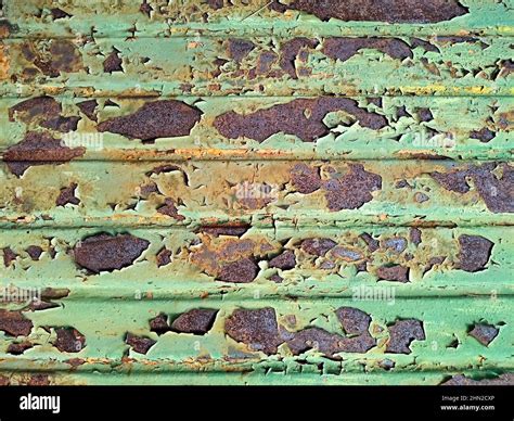 Green Rust Metal Grunge Background Corrosion Paint Peeling Stock Photo