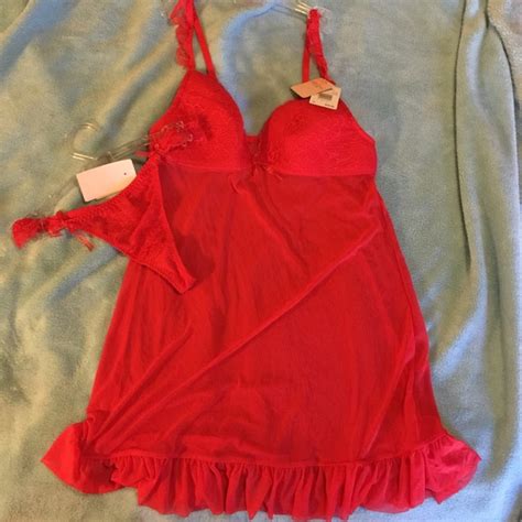 Affinitas Intimates Sleepwear Nwt Gorgeous Red Baby Doll W