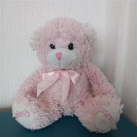 Pink Baby Girl Teddy Bear, 25cm - Depop