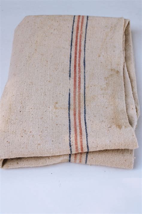 Vintage Grain Sack Royal River Seamless Red Blue Stripe Homespun Type