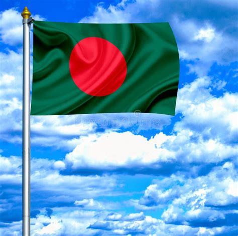 Bangladesh Waving Flag Against Blue Sky Stock Image Image Of Pattern