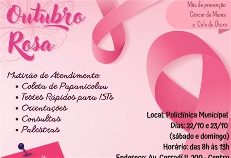 Notícia Prefeitura Informa Programação Especial Do Outubro Rosa