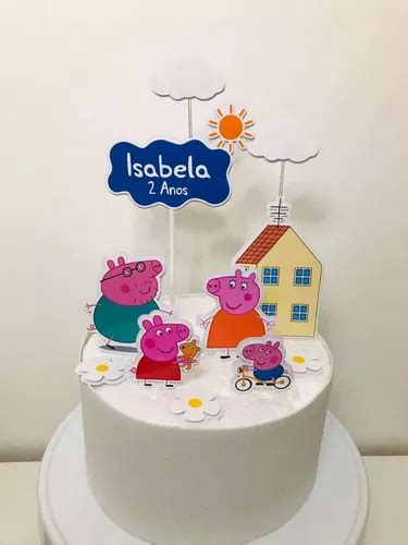 Topo Topper De Bolo Personalizado Aniversário Peppa Pig à venda em Belo