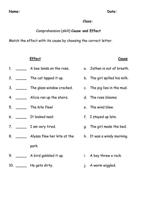 Cause And Effect 5th Grade