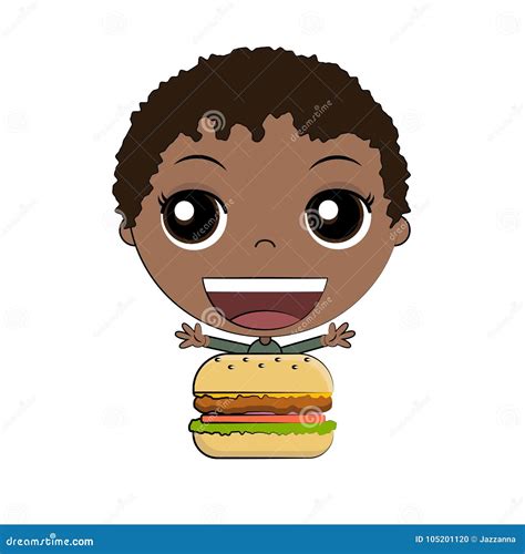 Cartoon Boy Eating Burger Stock Vector Illustration Of Meat 105201120