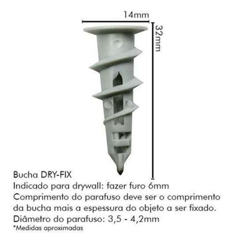 Bucha Dry Fix Para Gesso Drywall Acartonado Pacote P S