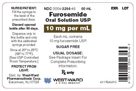 FUROSEMIDE 10MG ML ORAL SOL 60ML HIKMA PHARMACEUTICALS USA INC