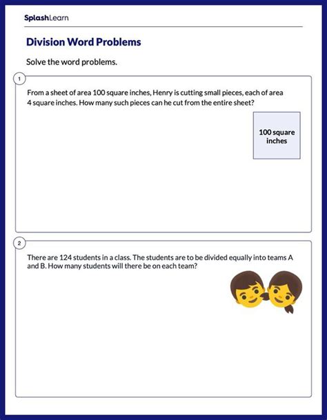 Division Scenarios Math Worksheets Splashlearn Worksheets Library