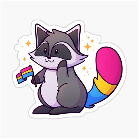 Pansexual Pride Raccoon Sticker By Sparxdoodles Redbubble