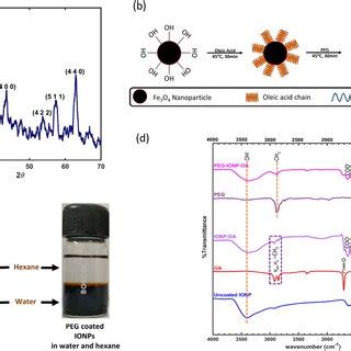 A XRD Pattern Of Uncoated Magnetite Fe 3 O 4 NPs B Schematic Of The