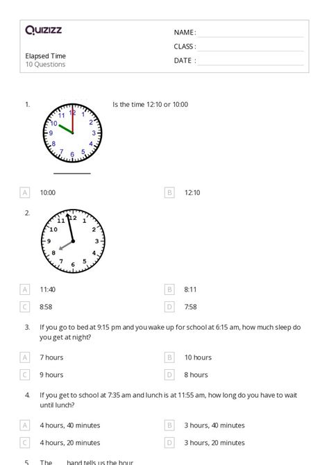 Word Problems And Elapsed Time Worksheets For Th Class On Quizizz