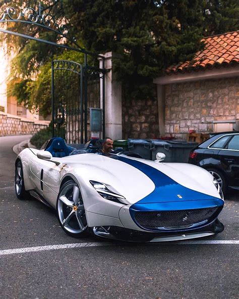 Monaco S First Ferrari Monza Sp In Bianco Fuji With Blue Stripe