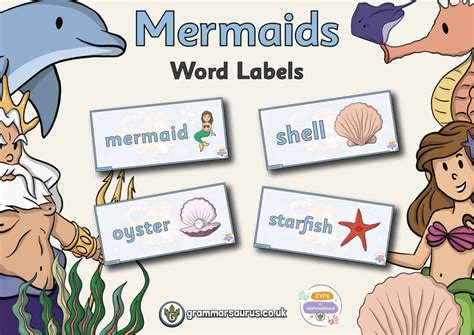 Eyfs Mermaids Word Labels Grammarsaurus