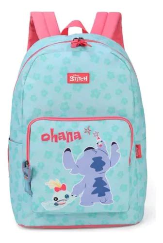 Mochila De Costa Juvenil Stitch Ohana Turquesa Luxcel Cor Azul