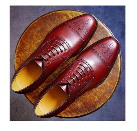 Handmade Men Burgundy Color Brogue Lace Up Leather Dress Formal