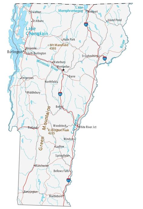 Map of Vermont - Cities and Roads - GIS Geography