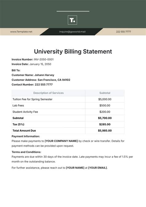 Free University Invoice Templates Edit Online And Download