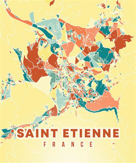 Saint Etienne France Map Digital Art By Alexandru Chirila Pixels